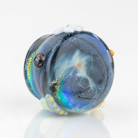 Empire Glassworks Across the Universe glass jar angled view with rocket ship and space artwork