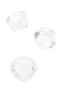 Clear replacement glass screen bowl insert with built-in multi-hole screen, shown from three angles for silicone hand pipes