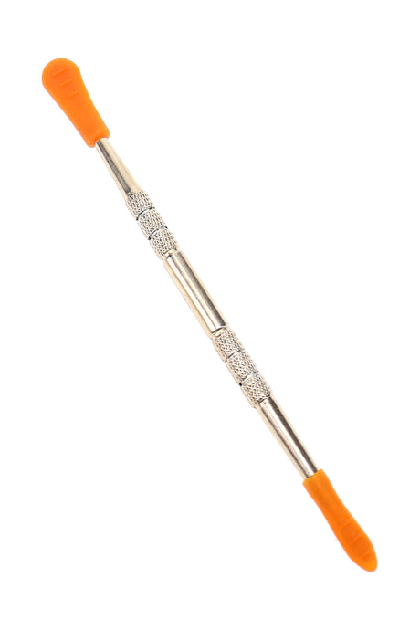 Double-ended tool with orange tips on a white background