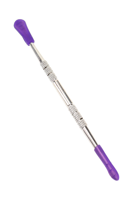 Telescopic tool with purple ends on a white background