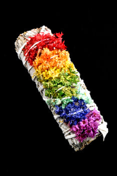 Small Rainbow Floral White Sage Smudge Incense - M0399