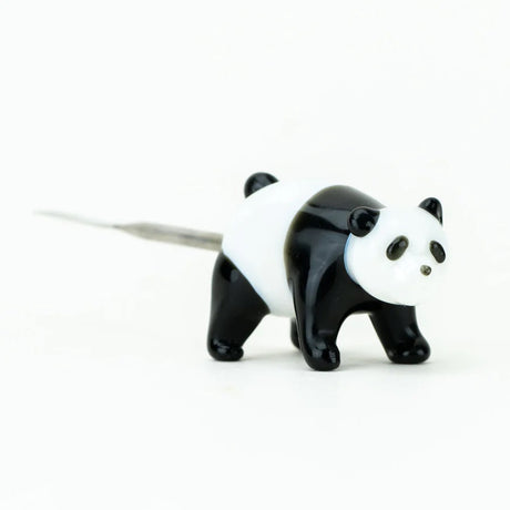 Full side view of panda dab tool illustrating body proportions and rear-mounted steel scoop handle on white background.