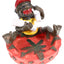 Playful Rasta resin ashtray with red bowl and relaxed figure hugging giant joints, four-inch diameter, studio white backdrop.
