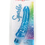 Blue Sparkle “Glitter Jack” waterproof multi-speed vibrator with soft, spiral shaft and defined head in retail blister pack.
