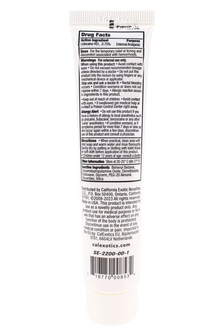 Anal Eze Gel – Lidocaine 0.75% – Unscented – 1.5 oz