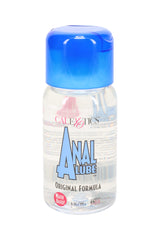 Anal Lube Original Formula water-based personal lubricant in a 6-oz clear squeeze bottle with blue cap, retail product photo.