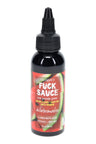 Watermelon “Fuck Sauce” flavored water-based lubricant, 2-oz bottle, lightly warming and sugar-free, close-up product shot.