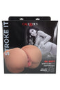 CalExotics Stroke It BBL Booty 7.5-lb PureSkin dual-entry butt masturbator, brown tone, boxed packaging with model art and product photo.