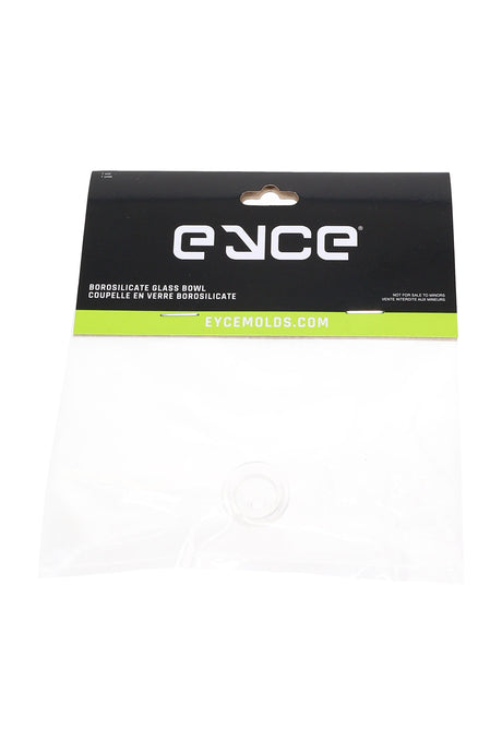 EYCE borosilicate glass bowl replacement in retail pouch, clear bowl visible at bottom of package