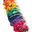 White sage smudge bundle with rainbow-toned dried flowers secured by string; 4″ length for quick aromatic sessions.