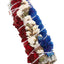 Patriotic red, white, and blue flower-wrapped white sage smudge bundle; tightly bound with white string; 4″ size.