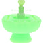 Glow green Hemper IsoPlex dab cleaning station with clear glass reservoir and round glass carb cap centered on a pedestal base.