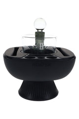 Black Hemper IsoPlex cleaning station with clear glass ISO cup and smoky carb cap set into heat-resistant silicone organizer.