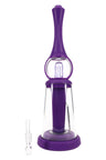 Purple Vapor Station dab straw standing in base with clear glass bubbler attachment and quartz vapor tip