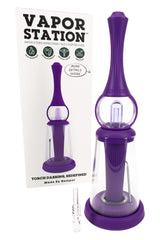 Purple Hemper Vapor Station dab straw kit boxed set with quartz tip, tool, and glass dish on white background