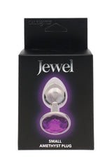 Jewel Small Plug retail package showing metal plug with faceted gem base and “small” sizing callout