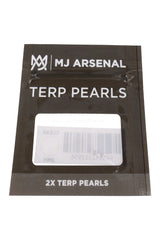 MJ Arsenal clear 2 mm terp pearls in black retail pouch, shown in front packaging view