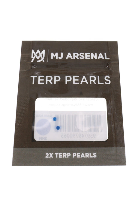 MJ Arsenal dark blue 2 mm terp pearls in black retail pouch, shown in front packaging view