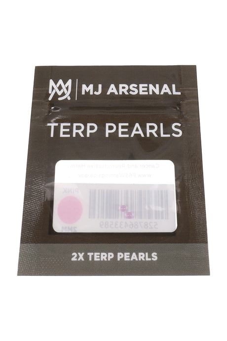 MJ Arsenal pink 2 mm terp pearls in black retail pouch, shown in front packaging view