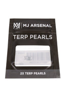 MJ Arsenal clear 4 mm terp pearls in black retail pouch, shown in front packaging view