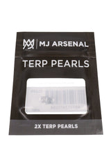 MJ Arsenal clear 4 mm terp pearls in black retail pouch, shown in front packaging view