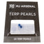 MJ Arsenal dark blue 4 mm terp pearls in black retail pouch, shown in front packaging view