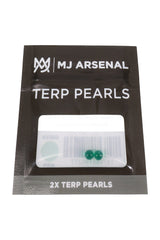 MJ Arsenal green 4 mm terp pearls in black retail pouch, shown in front packaging view