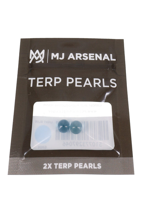 MJ Arsenal light blue 6 mm terp pearls in black retail pouch, shown in front packaging view
