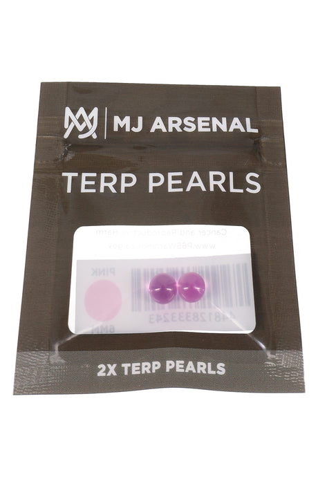 MJ Arsenal pink 6 mm terp pearls in black retail pouch, shown in front packaging view
