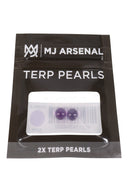 MJ Arsenal purple 6 mm terp pearls in black retail pouch, shown in front packaging view