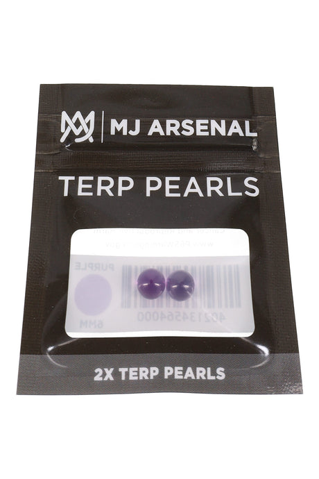 MJ Arsenal purple 6 mm terp pearls in black retail pouch, shown in front packaging view
