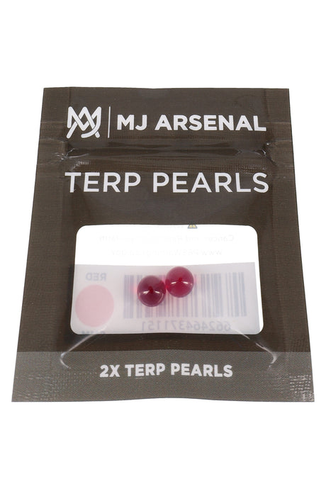 MJ Arsenal red 6 mm terp pearls in black retail pouch, shown in front packaging view