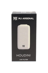 MJ Arsenal Houdini smoke filter in retail box with white speckled body shown in front product view