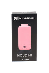 MJ Arsenal Houdini smoke filter in blush pink with retail packaging shown in front-facing product view
