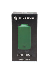 MJ Arsenal Houdini smoke filter in cactus green with retail packaging shown in front-facing product view