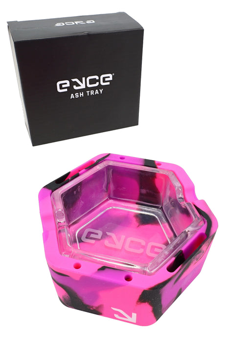 Eyce ProTeck ashtray with retail packaging shown front-facing for countertop display and smoke shop accessory sales