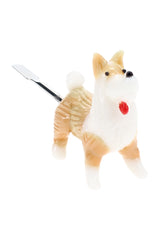 Empire Glassworks Corgi dabber side profile with tan glass dog body and slim tool tip