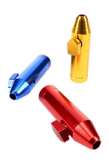 Assorted 2-inch metal bullet pipes in mixed colors, compact dry herb hand pipes for pocket-friendly use