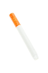 Large ceramic cigarette bat with white body and orange speckled tip shown in angled product view