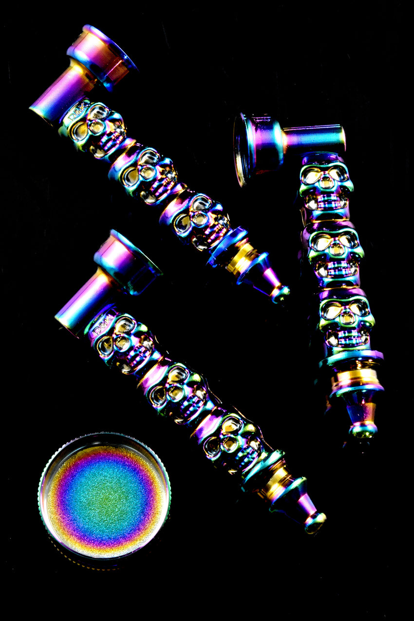 Rainbow Metallic Skull Metal Pipe Gift Set - MP267