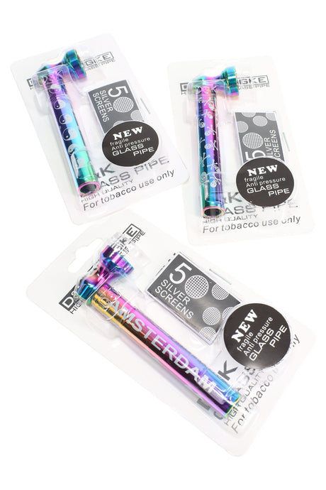 Rainbow Metallic Decal Glass/Metal Pipe Gift Set with Screens - MP268