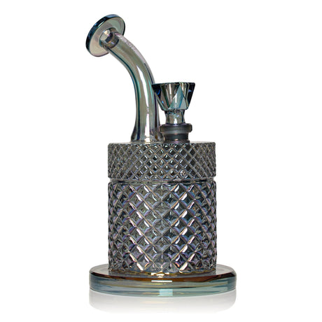 Mermaid Jane West water pipe front view with iridescent body, matching bowl, and raised texture