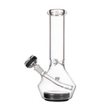 Front view of MJ Arsenal Nexus glass bong with straight neck, black base, and compact borosilicate body