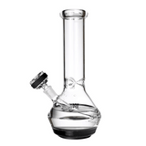 Clear MJ Arsenal Nexus bong on white background showing suction base, straight tube, and included flower bowl