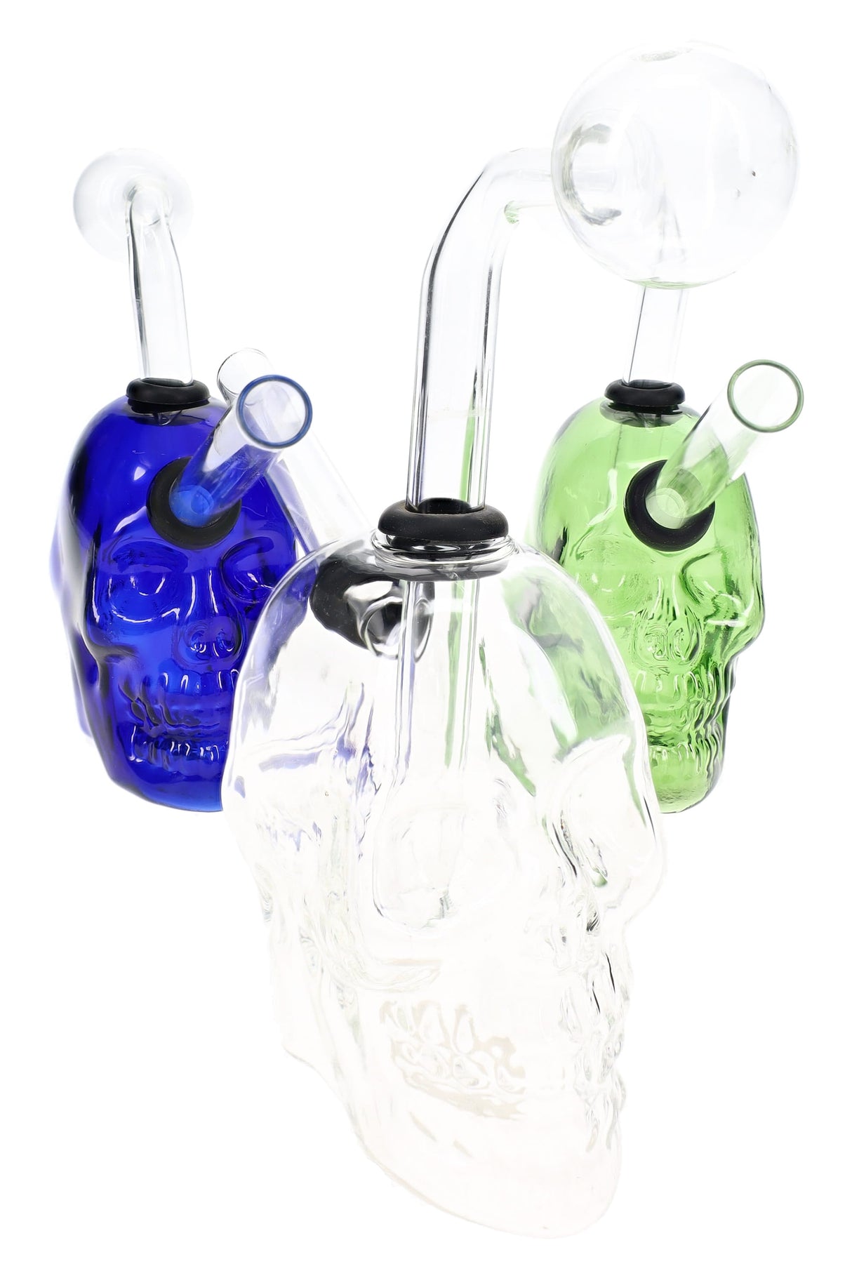 Colored Glass Double Sided Skull Oil Burner Rig - OIL130