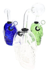 Colored Glass Double Sided Skull Oil Burner Rig - OIL130