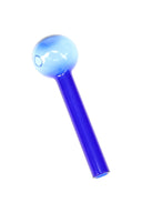 Cobalt blue thick glass oil burner pipe with clear globe and straight stem; compact 4″ design, color-selectable.