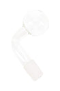 US-made clear glass 18.8 mm male oil burner attachment with curved elbow and round globe bowl, fits 18.8 mm female joints.