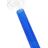 4″ medium-blue painted glass oil burner pipe with clear spherical bowl and straight tube stem; US-made.