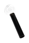 4″ black-stem painted glass oil burner pipe with clear globe bowl showing side hole and straight stem; compact US-made design.